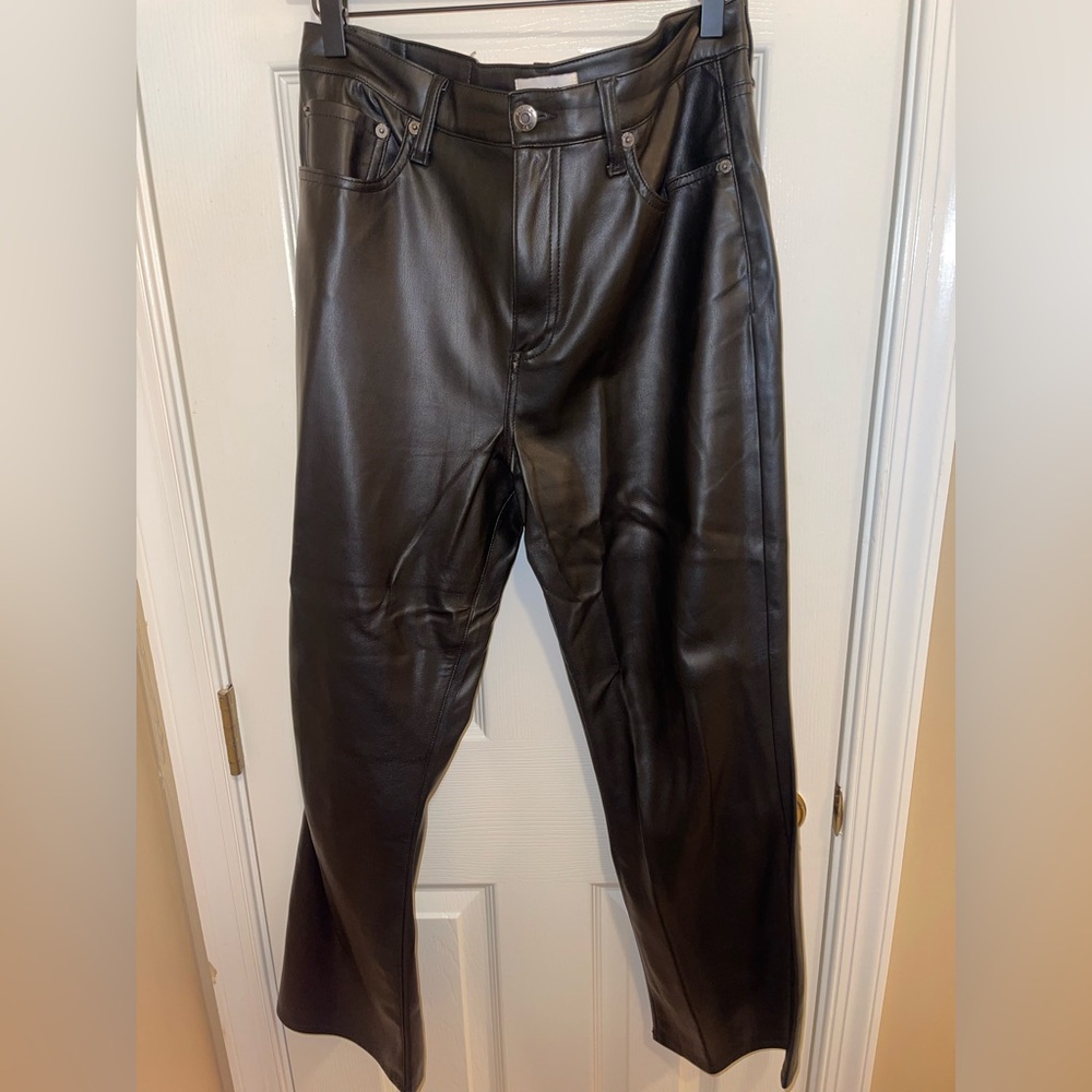 Pistola Cropped Black Leather Pants